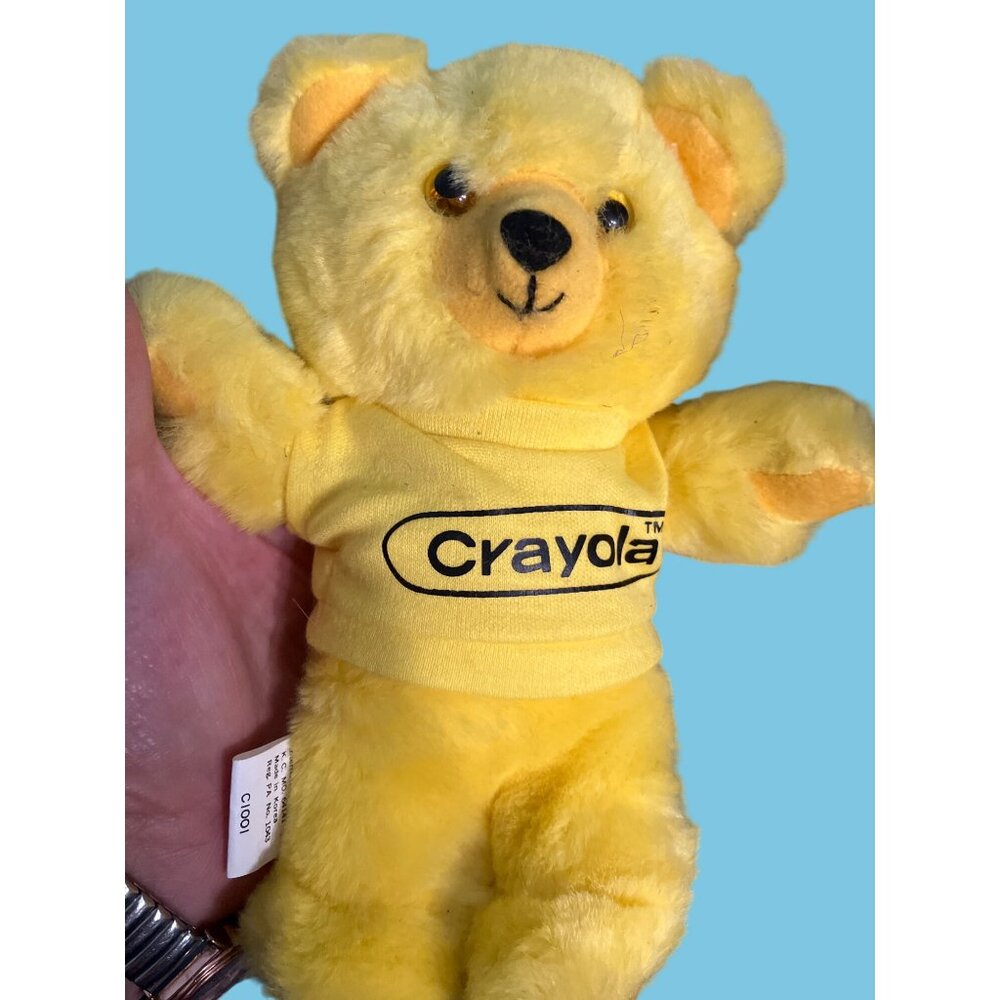 Crayola Burger King Plush Yellow Teddy Bear 1986 Vintage - Picture 1 of 12